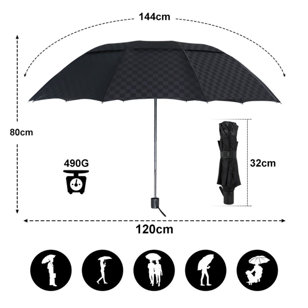 Double Layer Dark Grid Big Umb - Golf Umbrella Large 评论和价格