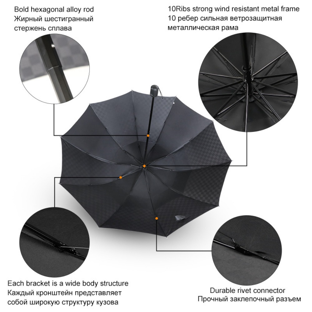 Double Layer Dark Grid Big Umb - Golf Umbrella Large 评论和价格