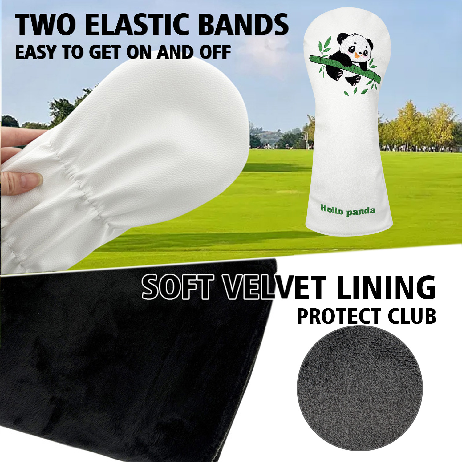 Vintage PU Leather Cute Panda  - Golf Driver 评论和价格